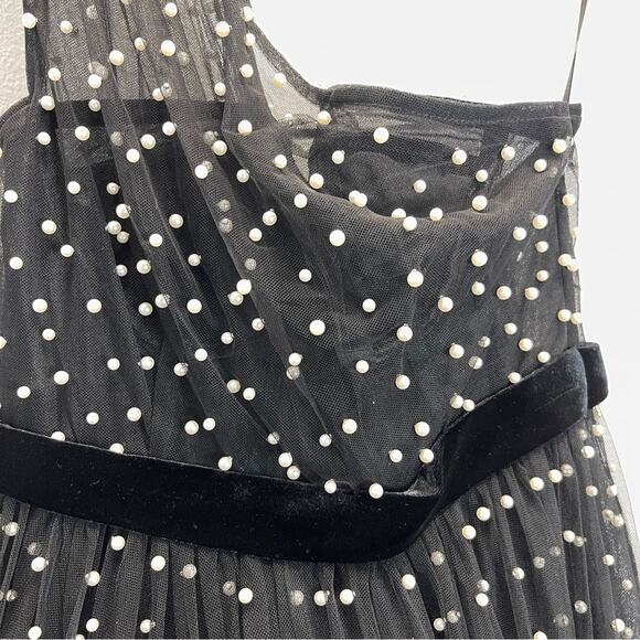 Mac Duggal One Shoulder Pearl Beaded Midi Ballgown Dress - Picture 3 of 14